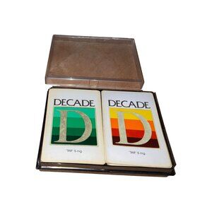 Vintage Decade Double Deck Of Playing Cards With Plastic Case